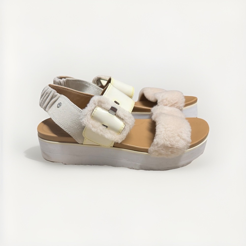 UGG Le Fluff Chella Jasmine Platform Shearling Sandals Size 9